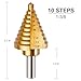 Vastar Titanium Step Drill Cone Drill Bits, High Speed Steel 10 Steps 1/4