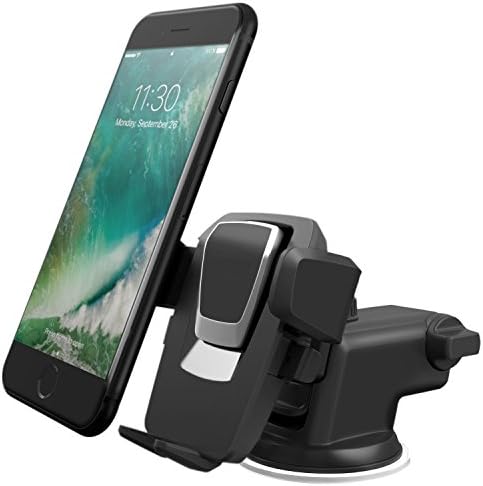 HQgear Cell Phone Mount Holder for Car OneTouch V2.0 Universal Mount for Windshield and Dashboard Fits iPhone 7 6s 6 Plus 5s 5c Samsung Galaxy S7 Edge S6 S5 LG G5 G4 One Plus 3 2 - Black