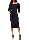 Dearlovers Women Long Sleeve Wear To Work Pencil Dress With Belt