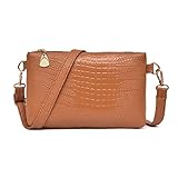 Hot Sale!!OVERMAL Women Fashion Handbag Crocodile Pattern Shoulder Bag Small Tote Ladies Purse (Brown)