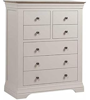 Montpelier Smoked Oak Top Solid Wood 5 Drawer Wellington Chest Of