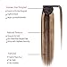 Rich Choices Human Hair Ponytail Real Hair Extensions Ponytail Wrap Around Ponytail Human Hair One Piece Clip In Ponytail Hair Long Straight For Women 20 Inch 95g #4P27 Medium Brown&Dark Blonde