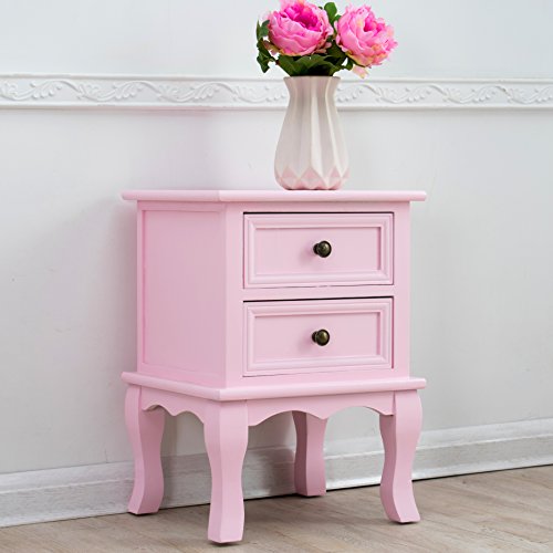 Cherry Tree Furniture Wood Pink Princess Bedside Table 2Drawers