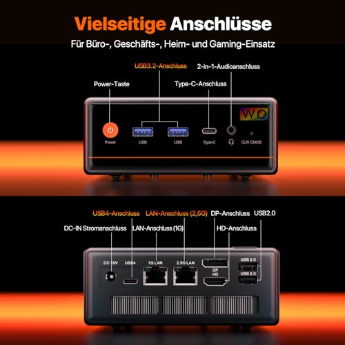 PELADN Ryzen 5 7640HS Gaming Mini PC, (Stronger 6800H, up to 5GHz), 16GB DDR5 RAM, 1TB SSD, Quad Display, Mini Desktop Computer with 2.5G LAN/WiFi6/BT5.2/USB4, for Games, Office
