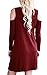 QIXING Women's Off The Shoulder Summer Swing Tunic Sundress Tshirt Wine Red-XL