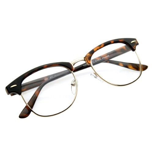 zeroUV - Vintage Inspired Classic Horn Rimmed Nerd Horn Rimmed UV400 Clear Lens Glasses (Clear | Tortoise-Gold)