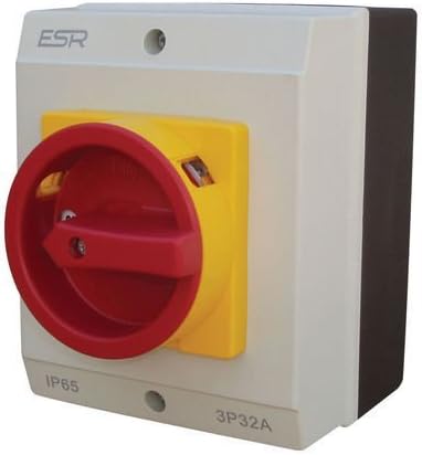 ESR E324P Rotary Isolator Switch 4 Pole 32A IP65 Weatherproof Outdoor Enclosure