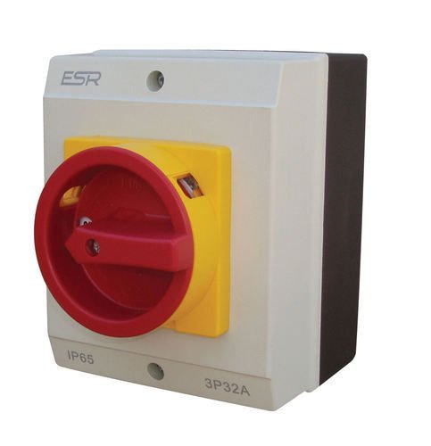 ESR Electrical E324P Switch Rotary Isolator Disconnector 4 Pole 32A IP65 Enclosure Outdoor Weatherproof Electrical Box IP65
