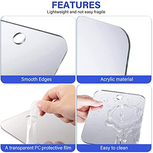 DFLLLO Shaving Mirror for Shower Travel Shower Camping Kids Small Frameless Mirror 28cm x 19cm with 1 Adhesive Hook