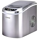 COSTWAY Ice Maker for Countertop, 26LBS/24H Portable & Compact Ice Maker Machine, Ice Cubes Ready in 6 Mins, Electric High Efficiency Express Clear Operation Control Panel with Ice Scoop (Silver)