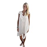 BEAUTYVAN Deals ! Women Dress 2018 Sexy Sunmer Dress Women Boho Sleeveless Womens Loose Summer Beach Lace Dress (XL, White)