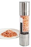 Premium Stainless Steel 2 in 1 Salt,Spices,and Pepper Grinder Brushed Stainless Steel Pepper Mill and Salt Mill, Adjustable Grain Coarseness ,Tall Body, 5 Grade Salt and Pepper Shakers (P5)