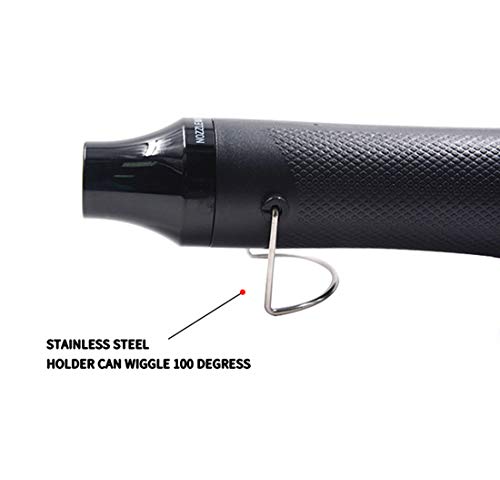 mofa emboss Heat Gun, Hot Air Gun Tools Shrink Gun with Stand For DIY Embossing And Drying Paint Multi-Purpose Electric Heating Nozzle 300W 110V (Black,Black)