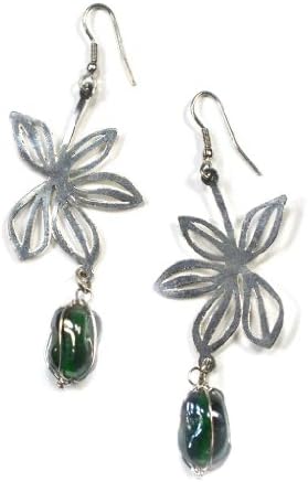 Brass Sweet Petal Earrings Silver Tone