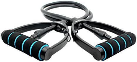 SMALAZAR FE42 Exercise Resistance Band Adjustable Tubing Foamed Premium D-Handles in Gym Quality and Professional Grade Ideal for Stretching Warm-up Yoga Pilates and Rehabilitation (Black, 1 Pack)