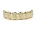 JINAO 14K Gold Plated ICED Out CZ Teeth Grillz Top Bottom Tooth Caps Hip Hop Bling New Gold Shiny Grills
