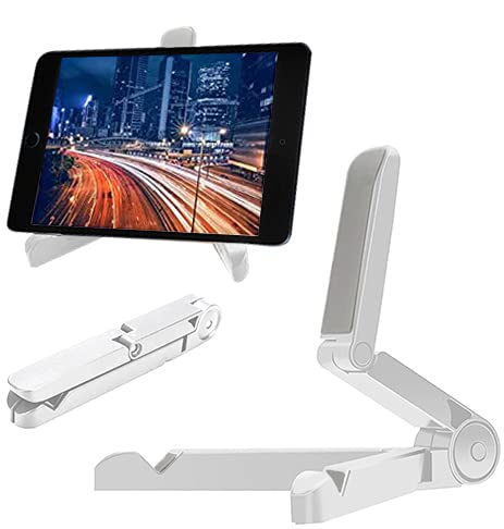 Aketo Ultra Strong Adjustable iPad Stand, Tablet Stand, Tablet Holder, Folding Universal size Compatible with every Tablet/smartphone for great stability, White