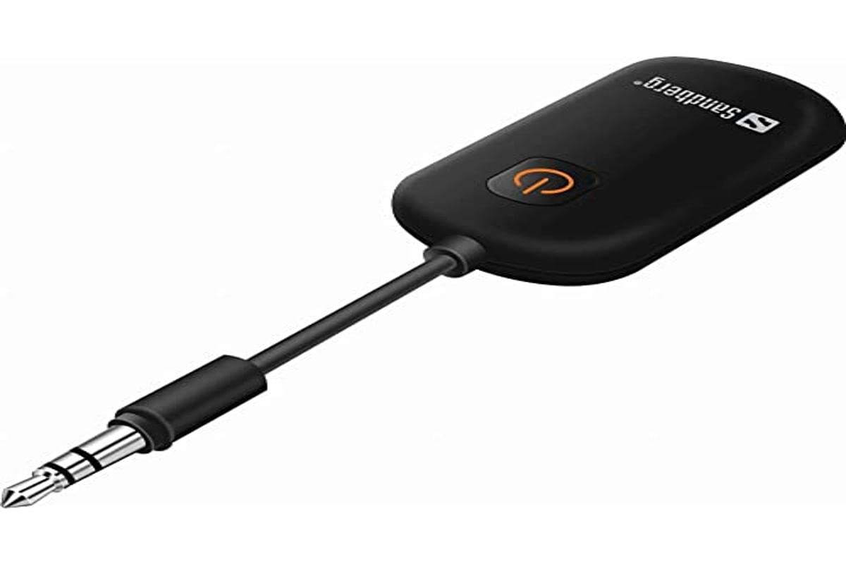 Sandberg 450-12 Bluetooth Audio Link 2in1 TxRx | Bluetooth Receiver & Transmitter | V 5.1 Bluetooth Audio Link | Rechargeable | Wireless Music Receiver for AUX | For Car & Home