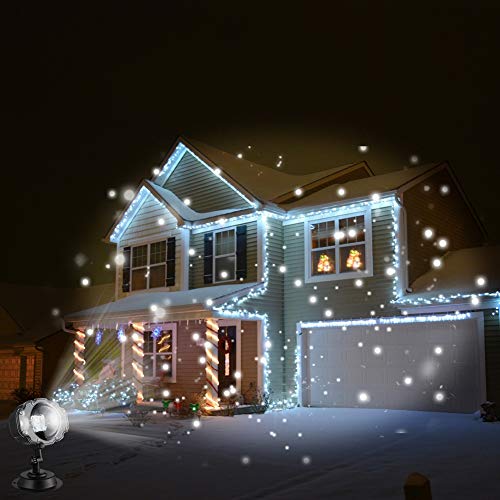 WISREMT Christmas Snowflake Projector Lights, Winter Holiday Landscape Motion Remote Control Projector Lights with 16.4ft Power Cable for Indoor Outdoor Holiday Decoration