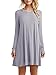 Women's Plain Cute Simple Tshirt Dress (L, Grey)