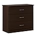 South Shore Libra Collection 3-Drawer Dresser, Chocolate with Metal Handles in Pewter Finish