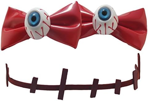 Cute Kawaii Costume Halloween Hair Clip Eyeball Bow Stitch Choker Accessory Set