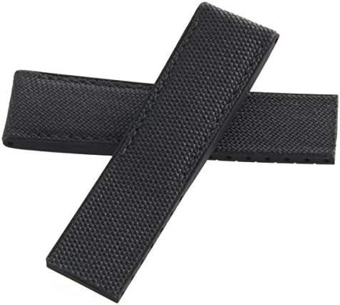 22mm x 20mm Black Fabric Rubber Watch Band Strap 253S