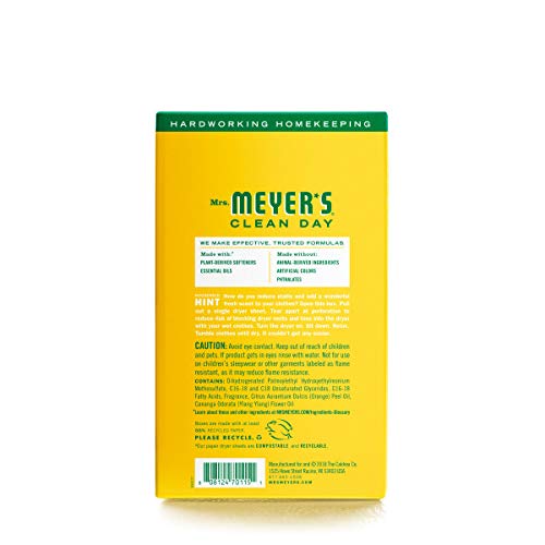 MRS. MEYER’S CLEAN DAY DRYER SHEETS, FABRIC SOFTENER, REDUCES STATIC, INFUSED WITH ESSENTIAL OILS, HONEYSUCKLE, 80 COUNT