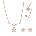 M-Tree Stainless Steel Jewelry Sets - Fashion Cute Pendant Necklaces Stud Earring Bracelets For Women Color Gold