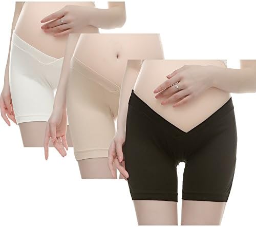 Slimart 3 PCS Cotton Maternity Pregnant Mother Leggings Panties Lingerie Briefs Underpants For Dress Skirt 3 Pack-black Beige White XXL CN - 12 14 US - 20 22 UK