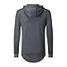 Aiyino Mens Hipster Hip Hop Classic Pullover Long Hoodie Sweatshirts Jacket 2XL Dark grey