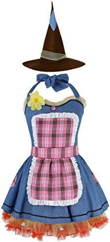 Ecilu Women's Sunflower Scarecrow Dress Costume Cosplay Theme Party Costume Halloween Fancy Dress Blue Medium