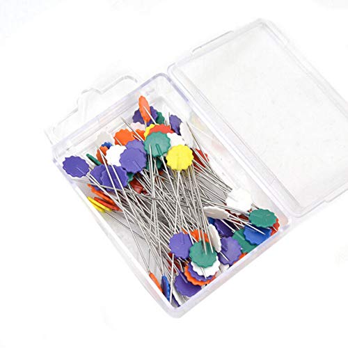 ZHONGJIUYUAN 100 Pieces Patchwork Pins Locating Pin Flat Pins with Flower Shape Head Apparel Accessory (1-3/4