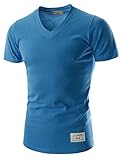 Unisex Slim Fit Casual Tee V-neck Short Sleeve Solid Cotton Tshirts