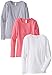 Clementine Big Girls' Everyday Long Sleeve Tee 3 Pack, White/Grey/Hot Pink,Medium (7-8)