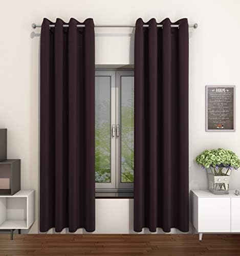 Vantextile Thermal Insulated Eyelet Curtains, Living Room/bedroom Blackout Curtains With Two Matching Tie Backs, Reduce Noise&Protect Privacy, One Pair.(44''x54'', Brown)