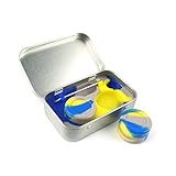 2-5ml Silicone Wax Container and Tools Container Jars Stainless Steel Wax discrete Tin With Extra Carrying Case (Yellow/Blue/Gray)