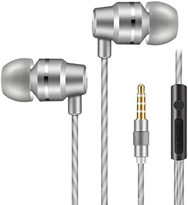 In-ear Headphones Wired Mental Earbuds Stereo Bass Earphones with Mic Provide Stereo & Crystal Clear Sound for IphoneX 8 7 6s Samsung and Android (grey)