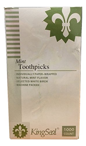 4,000 Count | KingSeal Individually Paper Wrapped MINT Flavored Birch Toothpicks, Eco-Friendly and Compostable, 2.5", Bulk Pack - 4 Boxes x 1000