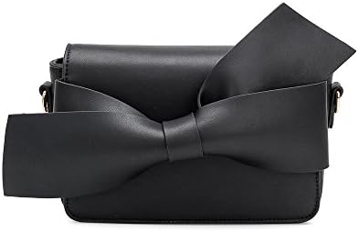 Melie Bianco Stylish Crossbody Strap Shoulder Bags For Women - Dior Bow Clutch Design - Luxury Vegan Leather (Black)