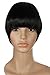 S-noiliteJet Black 7 Inches Straight One Piece Front Bangs Fringe Clip in Hair Extensions Clip Ins Hairpiece for Girls Ladies Women