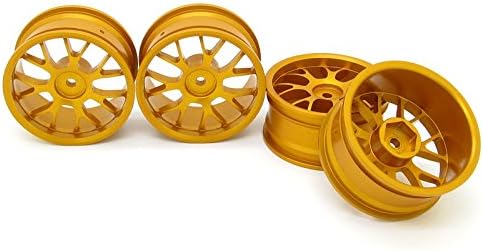 4x RC 1/10 off Road Car Wheel Rims w/ Y Type Wheel Spokes Aluminum Alloy Gold
