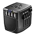 International Universal Travel Plug Adapter: 2400W Worldwide Adaptor with 3 USB-A and 1 USB-C Ports, UK/EU/AU/US (200+ Countries) All-in-One Power Electrical Outlet for America European Asia