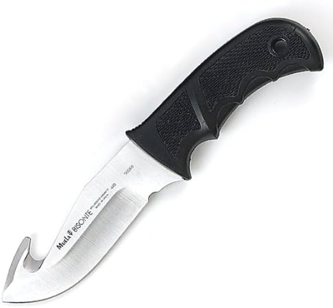 Muela Bisonette 9-Inch Fixed Blade Skinner with Gut Hook Knife, Rubber Handle