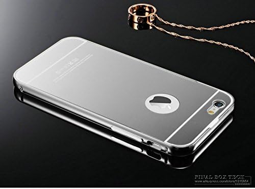 Coque for Iphone 6 Plus Gold Plating Aluminum Alloy Metal Frame Capa Fundas Mirror Acrylic Back Cover Phone Case Accessories (Silver)