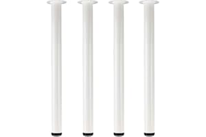 QLLY 28 inch Adjustable Tall Metal Desk Legs, Office Table Furniture Leg Set, Set of 4 (White)