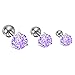 BodyJ4You 16 Gauge Tragus Earring Stud with Purple Crystal Cartilage Earring Set of 3