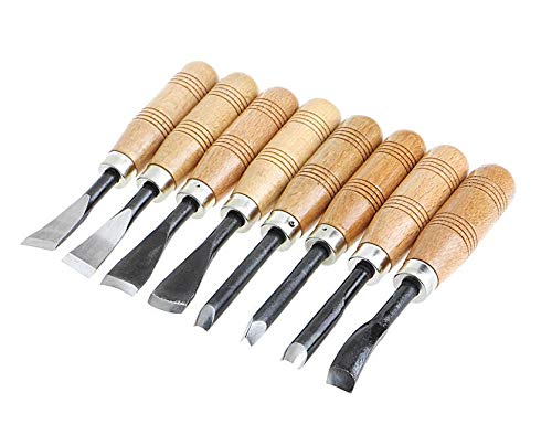 Alikeke 8 Piece Set Wood Carving Hand Chisel Tool Carving Tools Woodworking Professional Gouges New