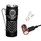 Klarus Mi1C 600 Lumens CREE XP-L HI V3 LED Side Switch EDC Flashlight 16340 Mini Bright Flashlight, with 1x16340 Battery, Charging Cable,O-ring and SKYBEN USB Light and Battery Case (Black)