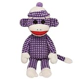Ty Beanie Babies Sock Monkey Plush, Purple Quilted